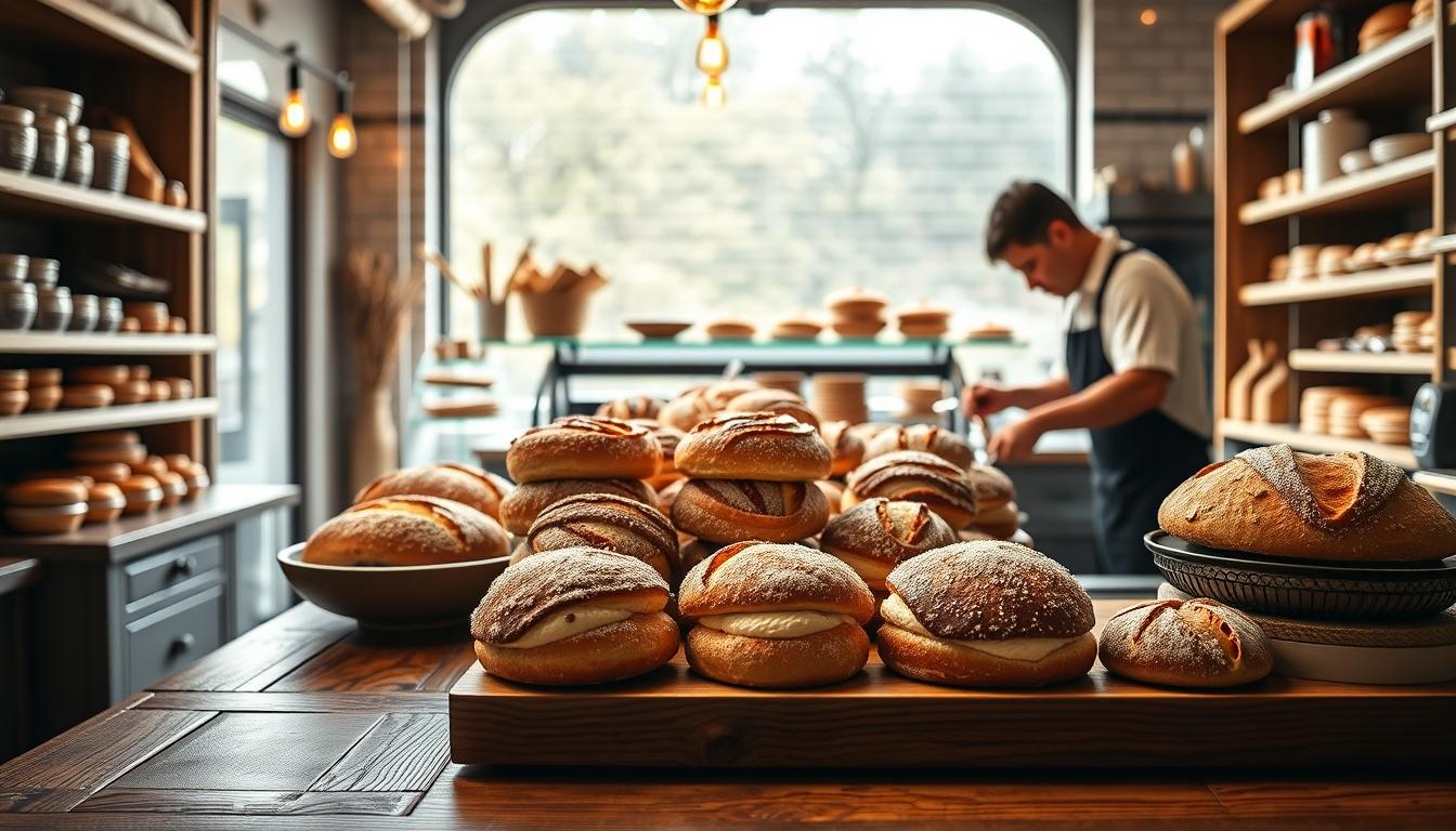 Measured baking ingredients prepared on a counter